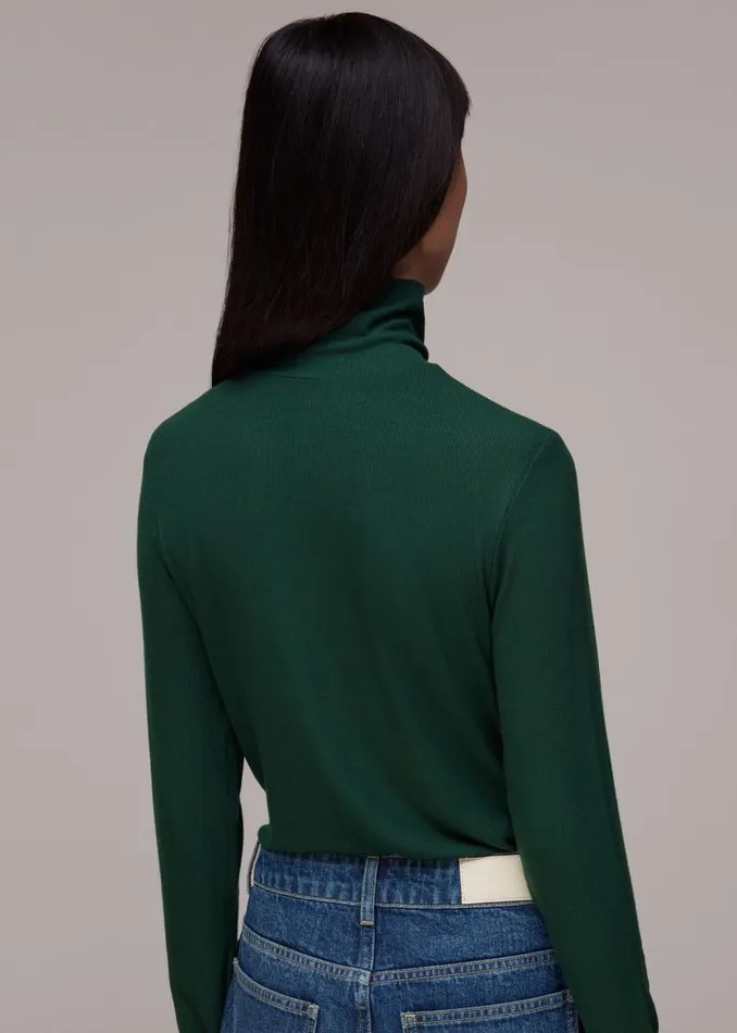 Whistles Tops Dark Green Essential Ribbed Turtleneck 8211 Women
