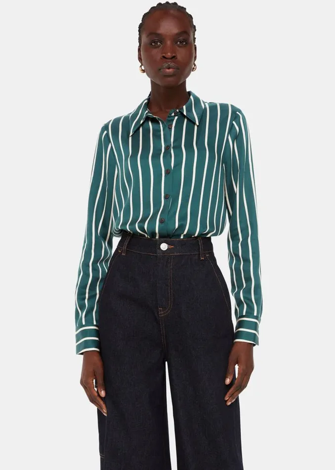 Whistles Tops Green Alex Stripe Shirt 8211 Women