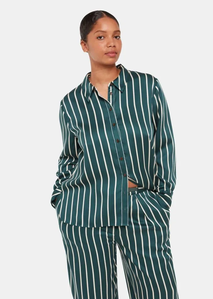 Whistles Tops Green Alex Stripe Shirt 8211 Women