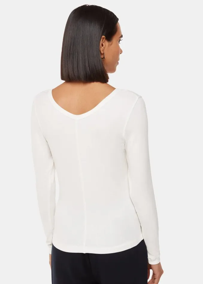 Whistles Tops Ivory Essential Ribbed V Neck 8211 Women