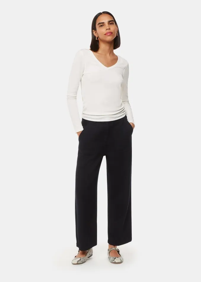 Whistles Tops Ivory Essential Ribbed V Neck 8211 Women