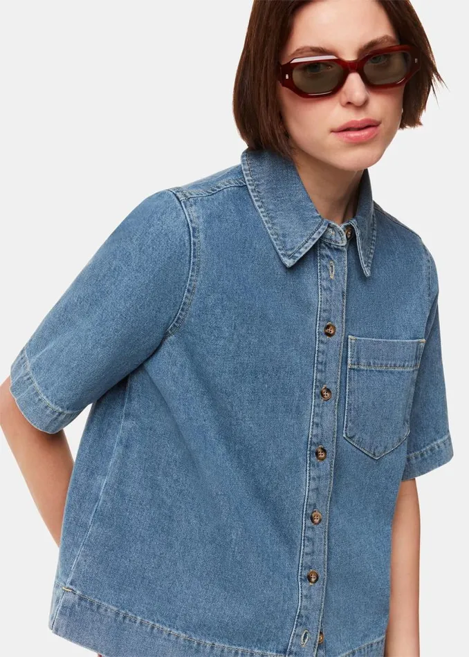 Whistles Tops Jade Short Sleeve Denim Shirt 8211 Women