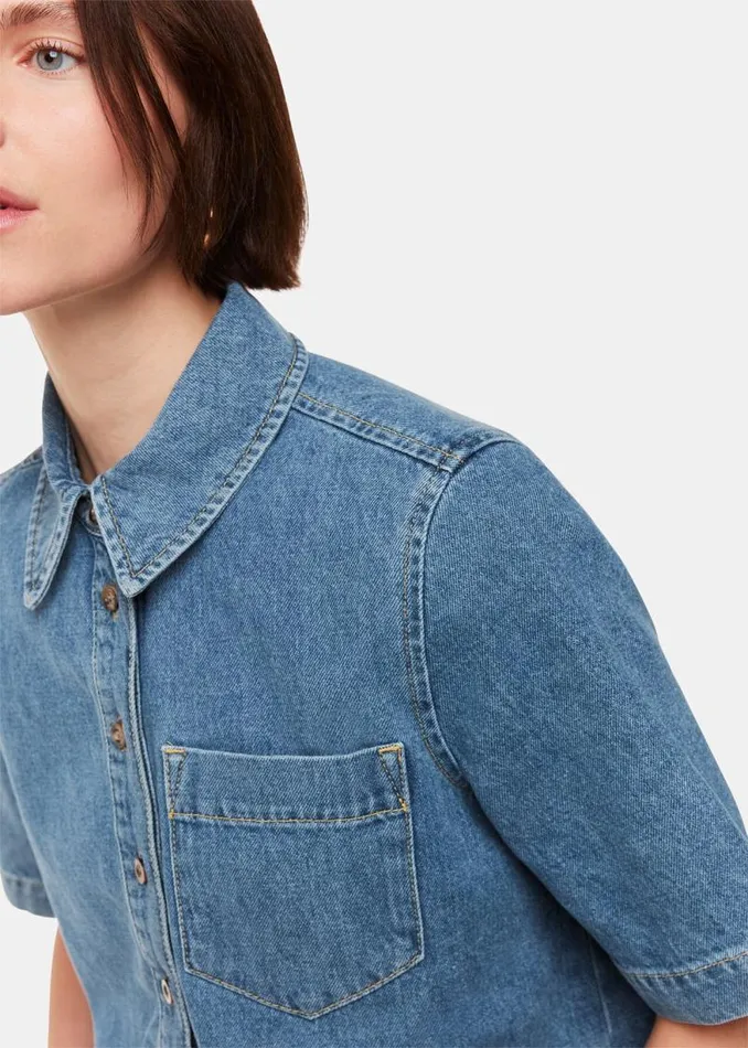Whistles Tops Jade Short Sleeve Denim Shirt 8211 Women