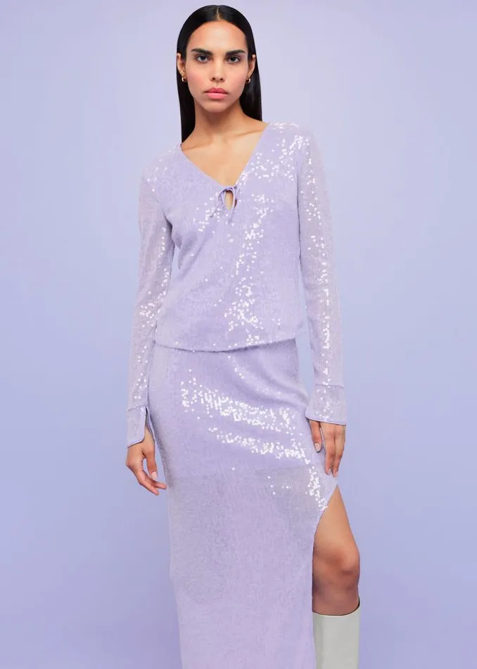 Whistles Tops Lilac Nola Sequin Keyhole Top 8211 Women
