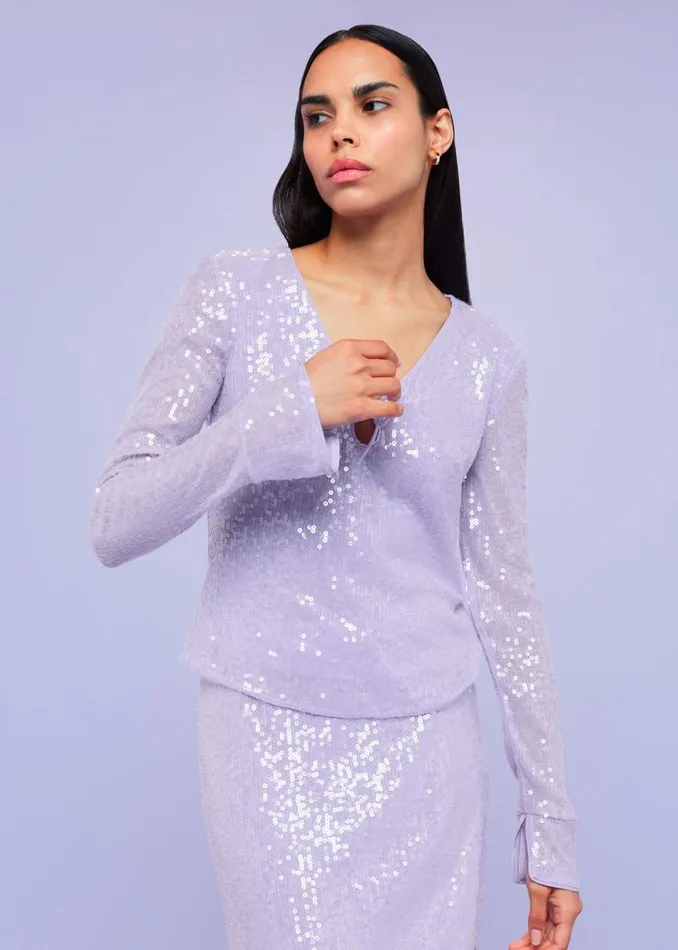 Whistles Tops Lilac Nola Sequin Keyhole Top 8211 Women