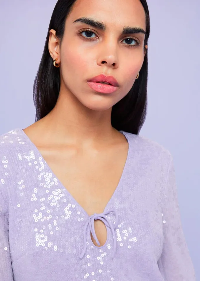 Whistles Tops Lilac Nola Sequin Keyhole Top 8211 Women