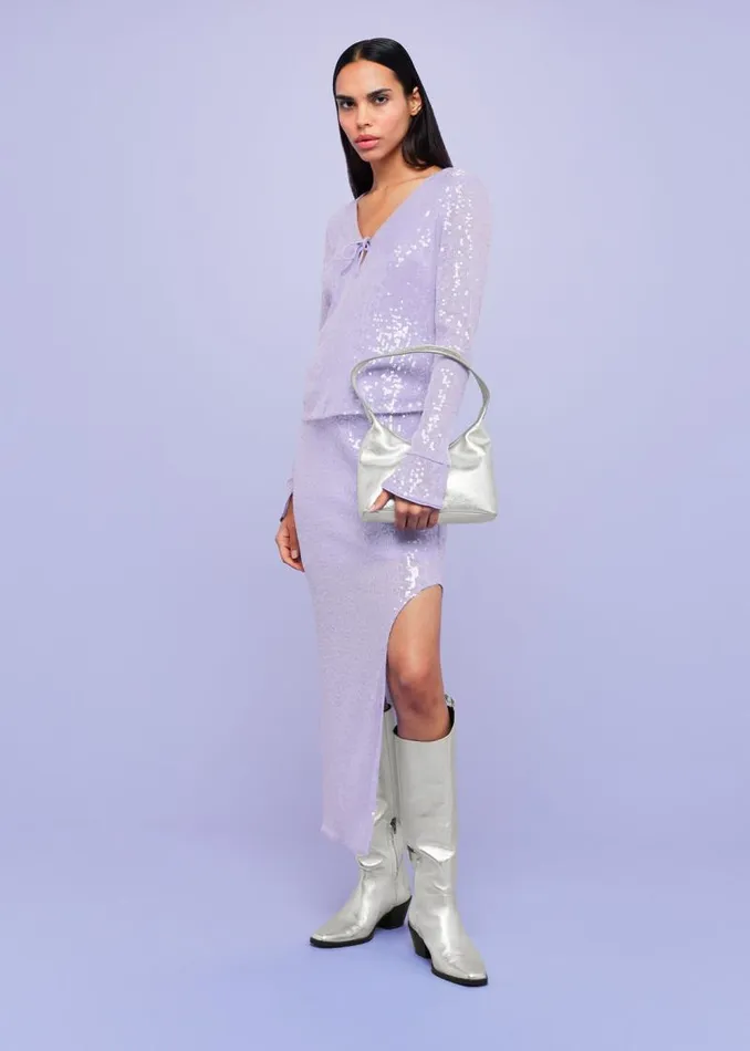 Whistles Tops Lilac Nola Sequin Keyhole Top 8211 Women
