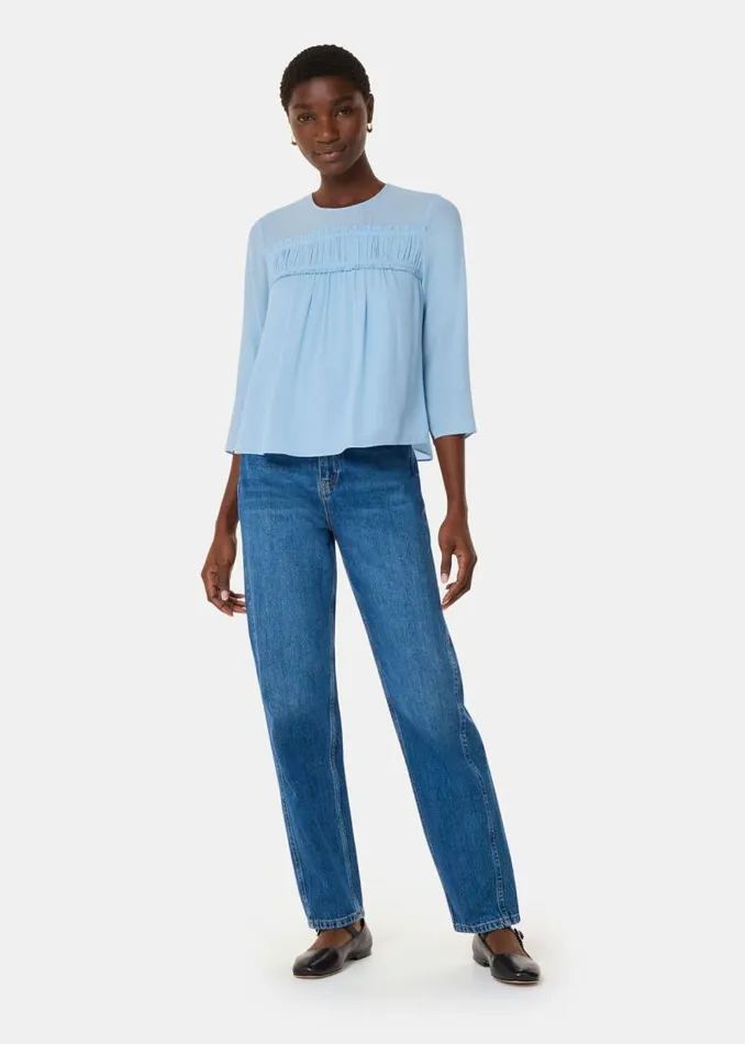 Whistles Tops Pale Blue Laya Gather Detail Blouse 8211 Women
