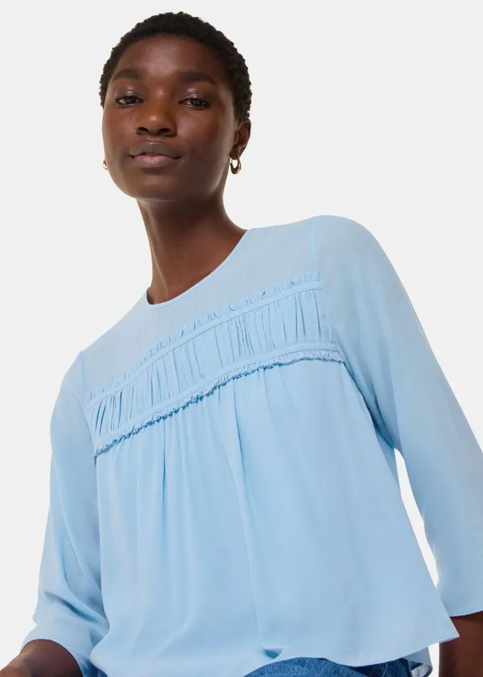Whistles Tops Pale Blue Laya Gather Detail Blouse 8211 Women