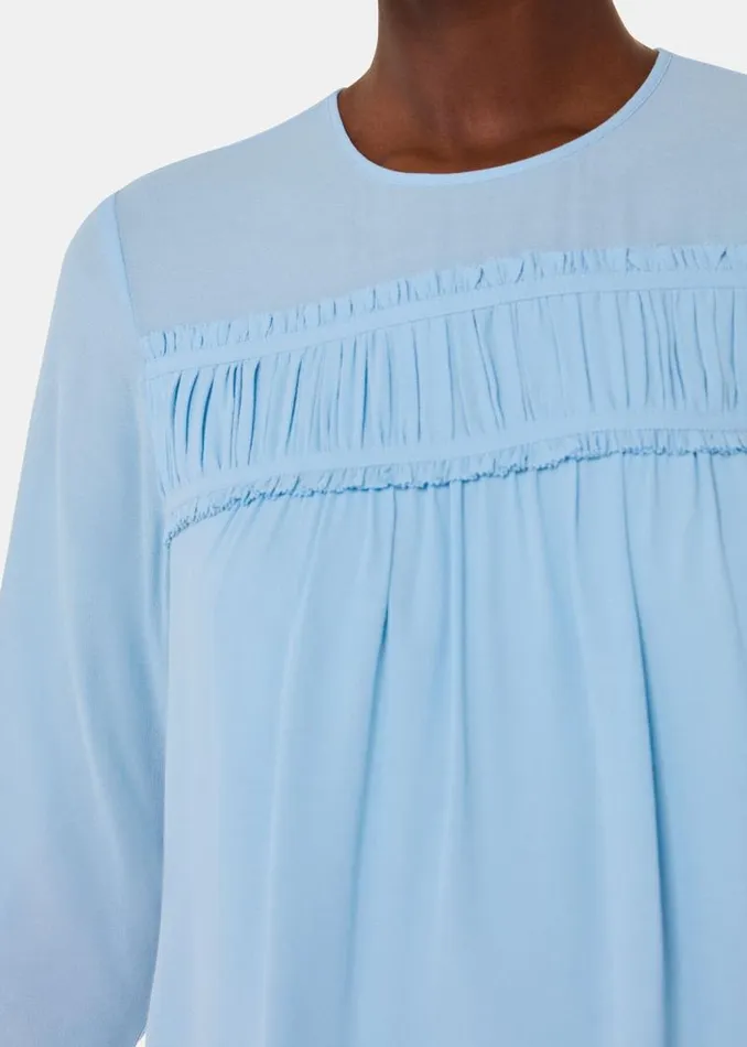 Whistles Tops Pale Blue Laya Gather Detail Blouse 8211 Women