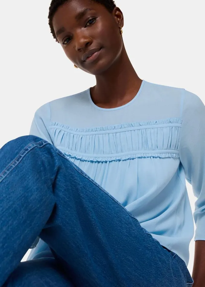Whistles Tops Pale Blue Laya Gather Detail Blouse 8211 Women