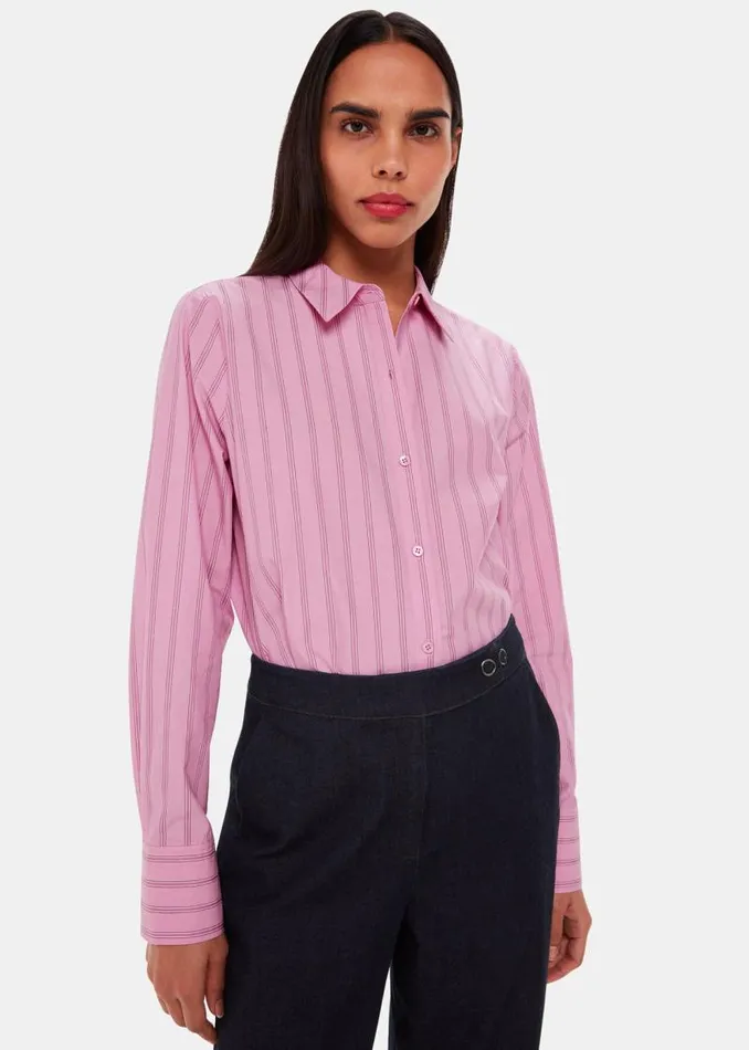 Whistles Tops Pink Stripe Boxy Fit Shirt 8211 Women