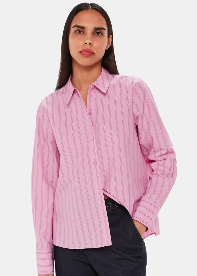 Whistles Tops Pink Stripe Boxy Fit Shirt 8211 Women