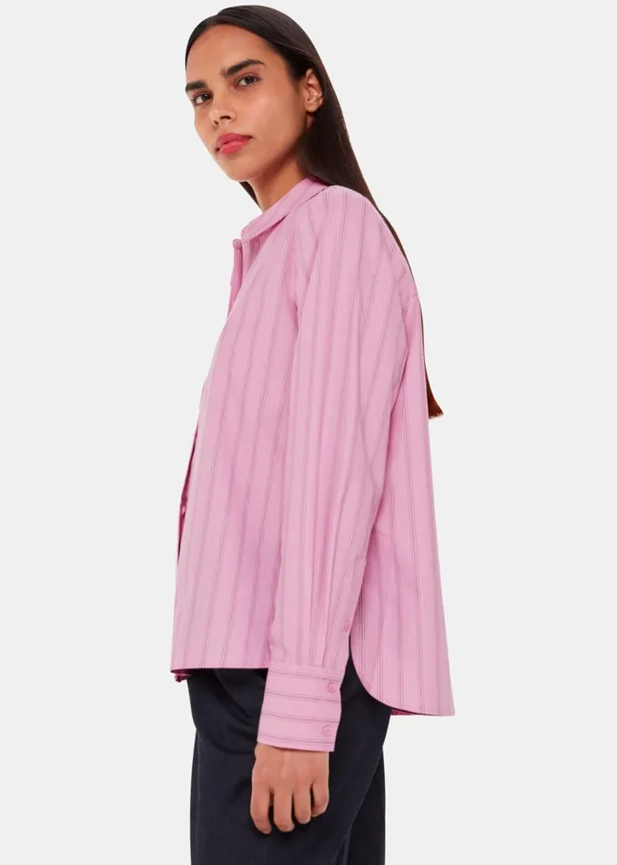 Whistles Tops Pink Stripe Boxy Fit Shirt 8211 Women