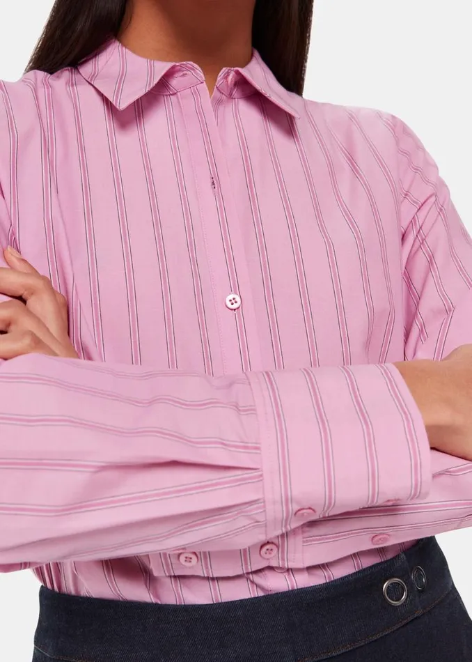 Whistles Tops Pink Stripe Boxy Fit Shirt 8211 Women