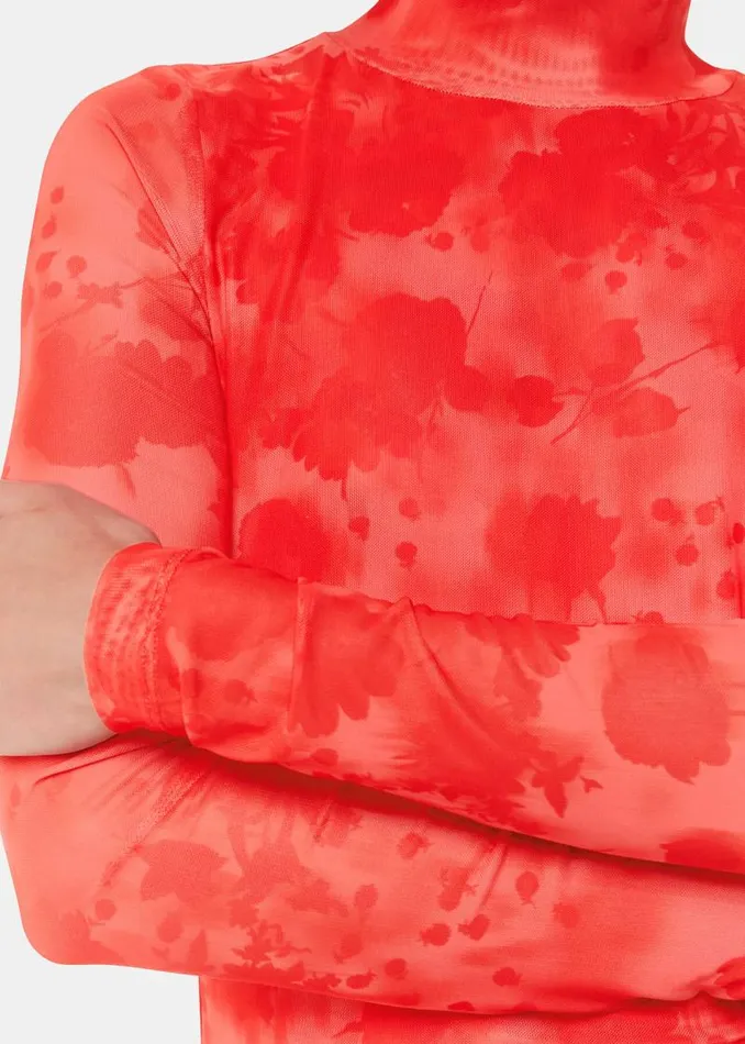 Whistles Tops Red Blurred Blooms Mesh Top 8211 Women