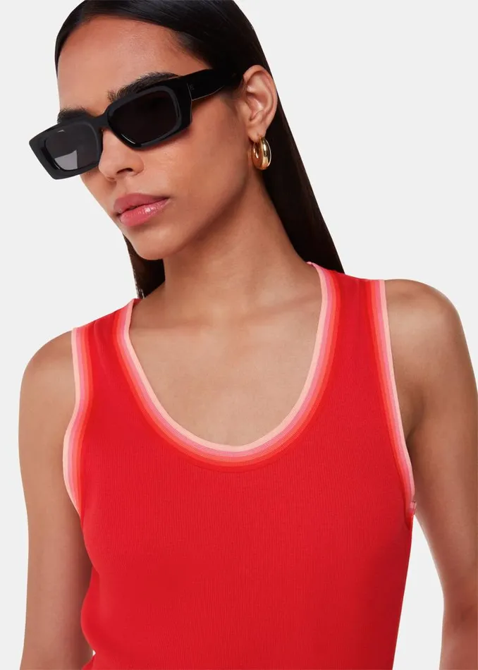 Whistles Tops Red Stripe Detail Vest 8211 Women