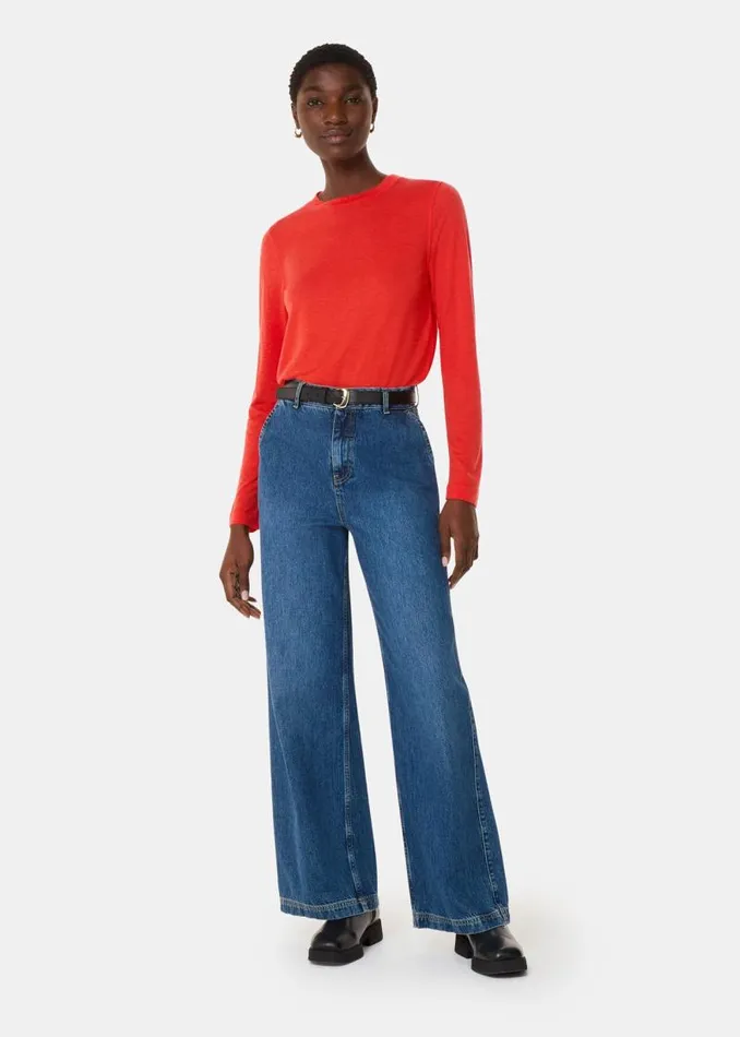 Whistles Tops Red Wool Blend Crew Neck Top 8211 Women
