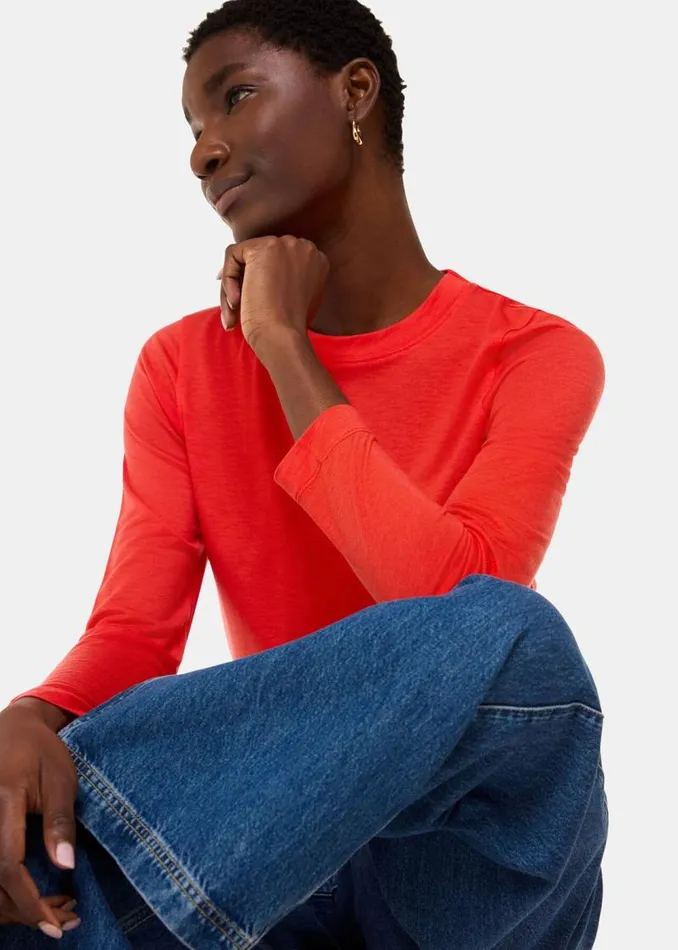 Whistles Tops Red Wool Blend Crew Neck Top 8211 Women