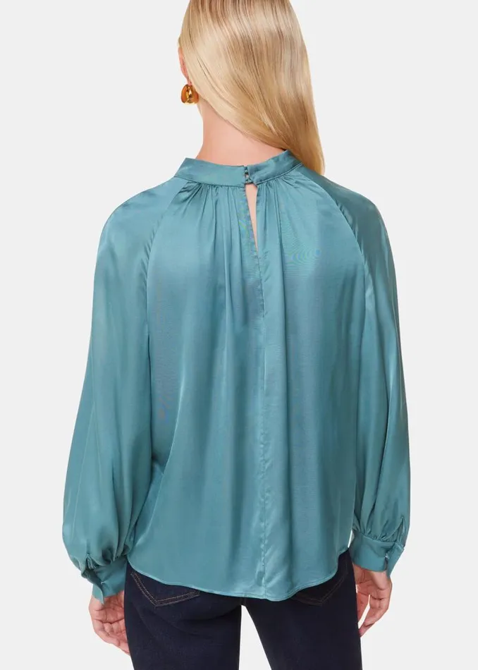 Whistles Tops Teal Lea Satin Blouse 8211 Women