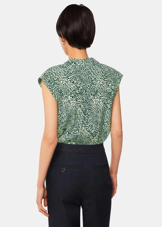 Whistles Tops Yellow Diagonal Leopard Shirt 8211 Women