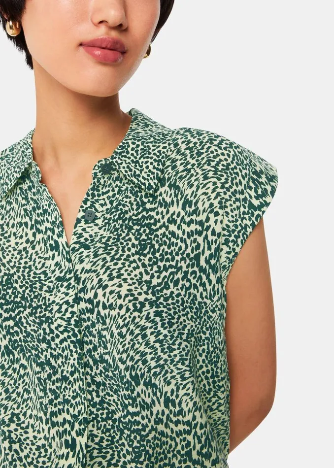 Whistles Tops Yellow Diagonal Leopard Shirt 8211 Women