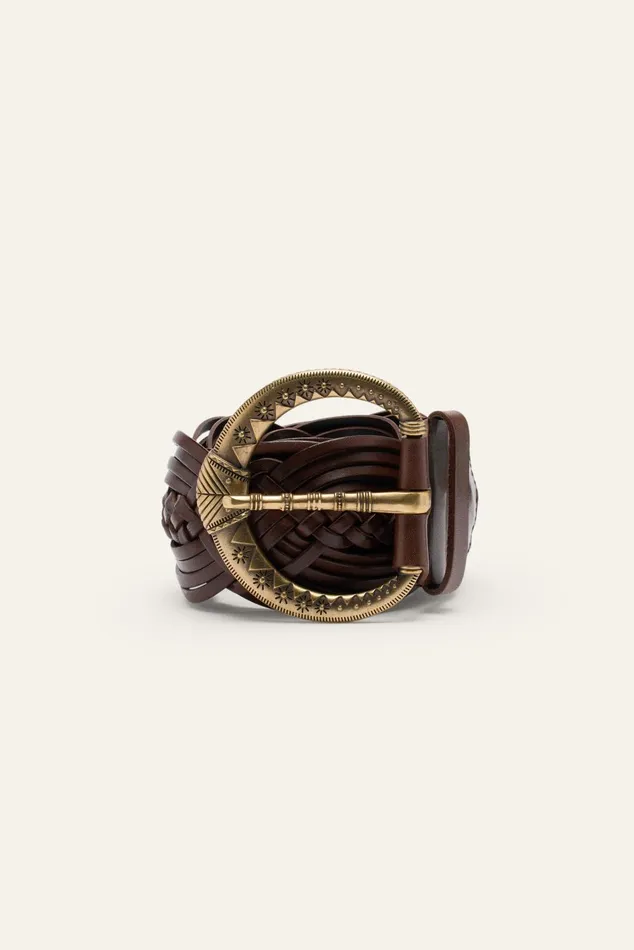 Wide Braided Belt Brew Brown Women Baandsh Belts