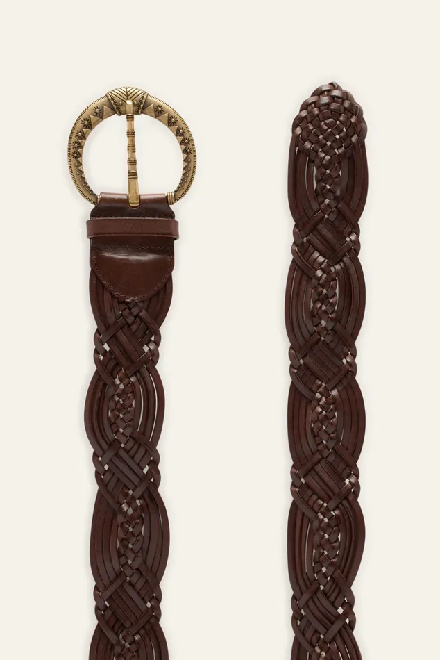 Wide Braided Belt Brew Brown Women Baandsh Belts