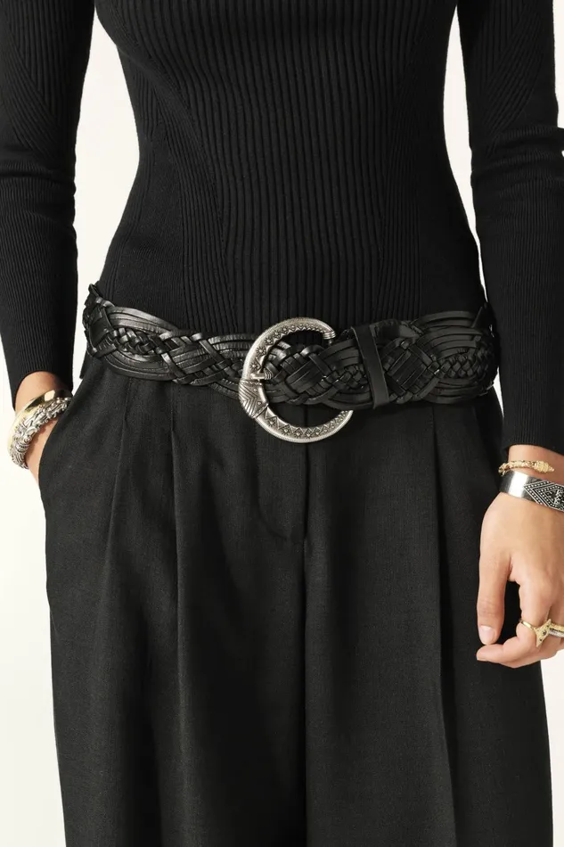 Wide Braided Belt Brew Brown Women Baandsh Belts