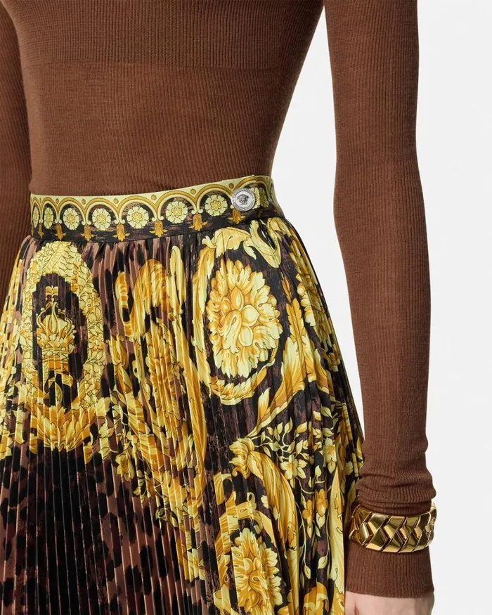 Wild Barocco Pleated Mini Skirt Animalier Women Versace Skirts