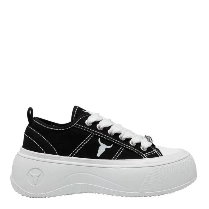 Windsor Smith Platform Sneakers Women INTENTIONS BLACK CANVAS SNEAKERS
