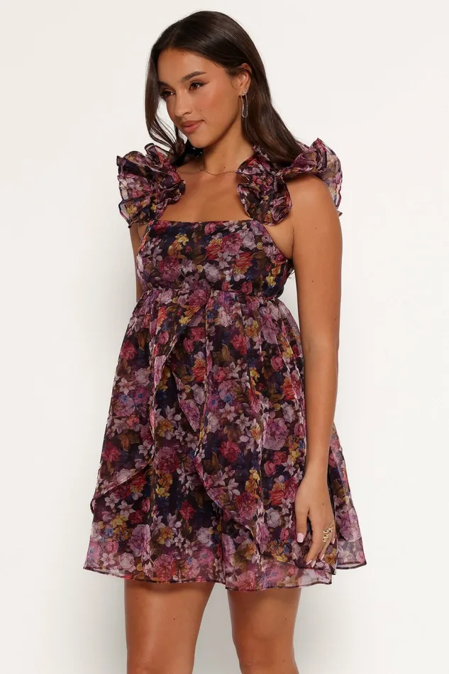 Winter Dresses Petal and Pup Women Fiorella Mini Dress Plum Floral