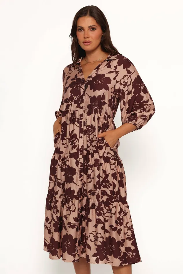 Winter Dresses Petal and Pup Women Isaac Maxi Dress Brown Floral