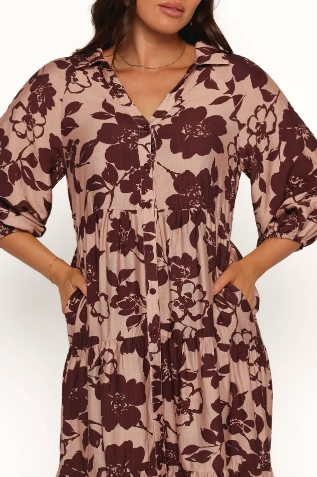Winter Dresses Petal and Pup Women Isaac Maxi Dress Brown Floral