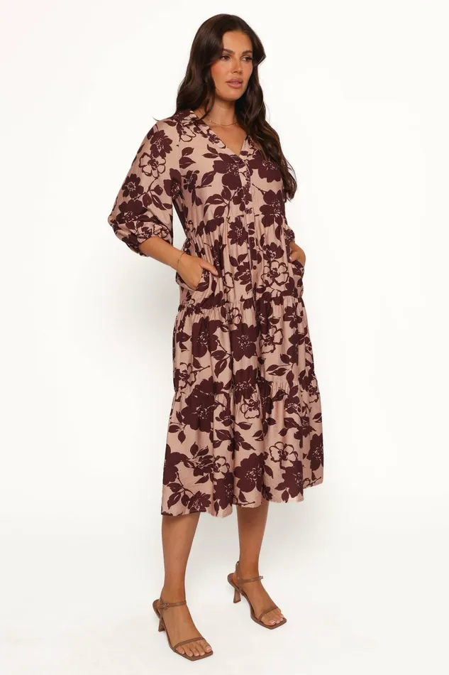Winter Dresses Petal and Pup Women Isaac Maxi Dress Brown Floral