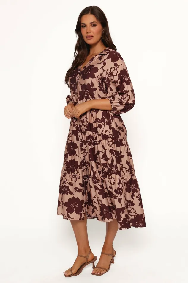 Winter Dresses Petal and Pup Women Isaac Maxi Dress Brown Floral
