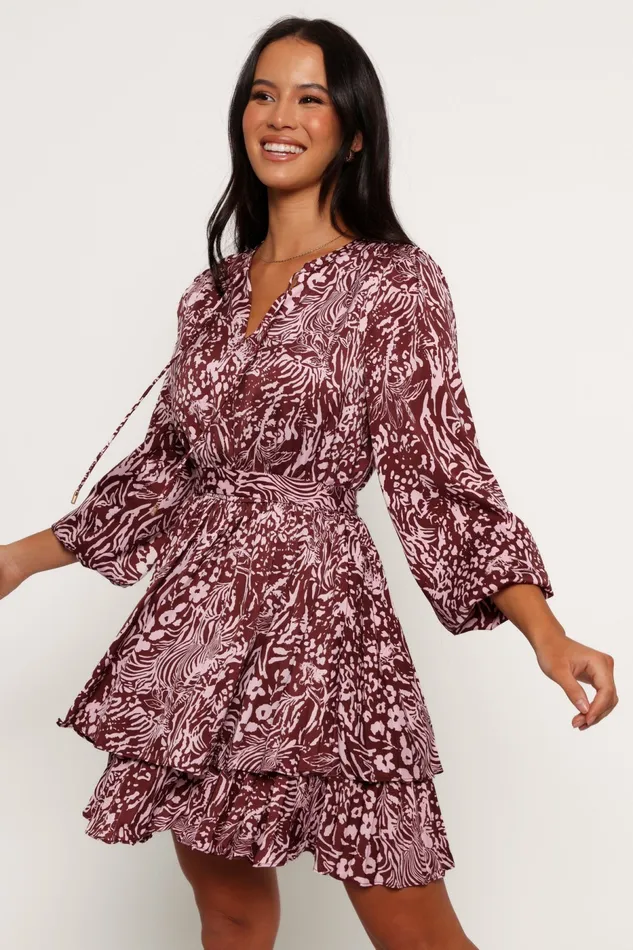 Winter Dresses Wrenley Long Sleeve Mini Dress ChocolatePink 8211 Petal and Pup Women