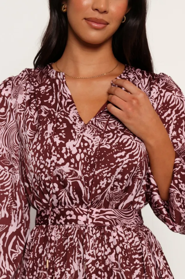 Winter Dresses Wrenley Long Sleeve Mini Dress ChocolatePink 8211 Petal and Pup Women