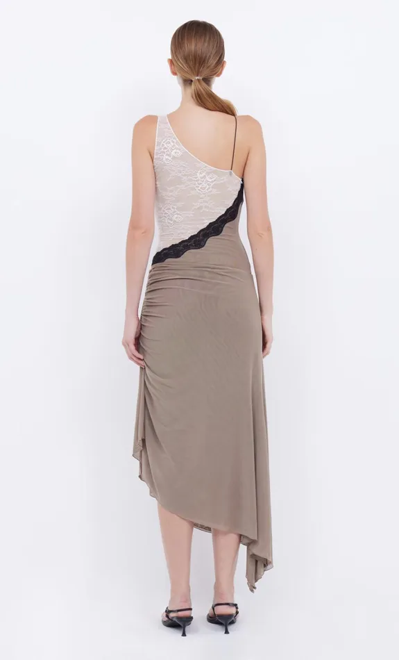 Women ABRIELLE ASYM MIDI DRESS 8211 TAUPEIVORY Bec Bridge Prom Dresses