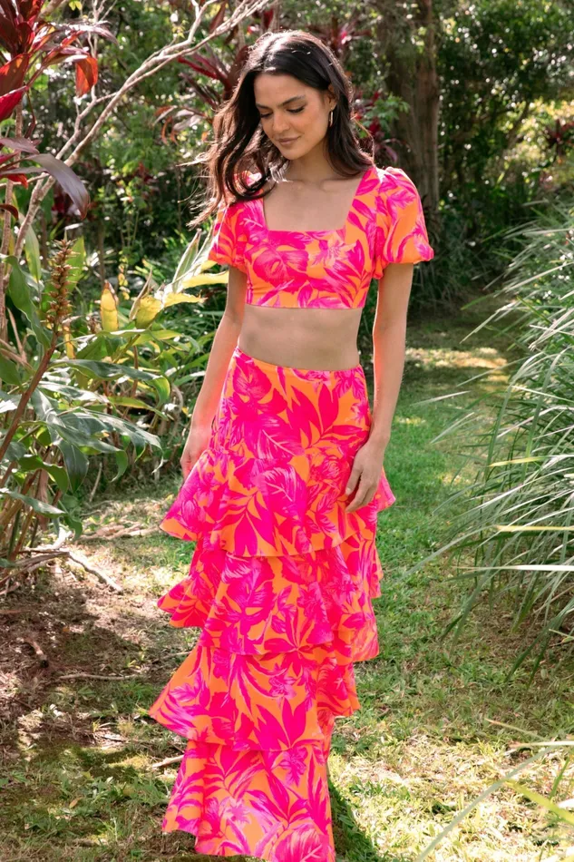 Women Addison Crop Top Pink Tropics Tops Petal and Pup