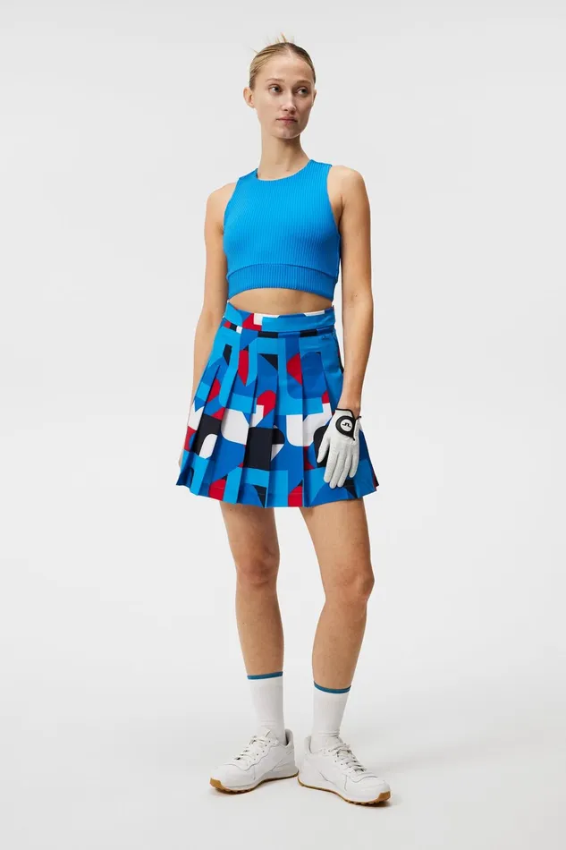 Women Adina Print Skirt Brilliant Blue Big Bridge JLindeberg Skirts Women Adina Print Skirt Brilliant Blue Big Bridge JLindeberg Skirts