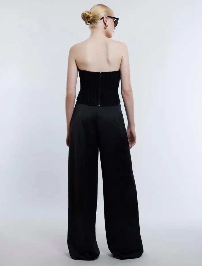 Women Aire WideLeg Satin Trouser Black BCBG Suiting Women Aire WideLeg Satin Trouser Black BCBG Suiting
