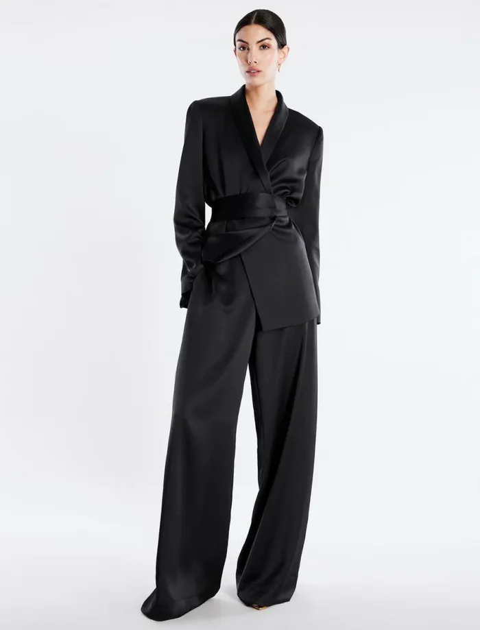 Women Aire WideLeg Satin Trouser Black BCBG Suiting Women Aire WideLeg Satin Trouser Black BCBG Suiting