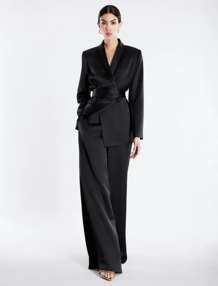 Women Aire WideLeg Satin Trouser Black BCBG Suiting Women Aire WideLeg Satin Trouser Black BCBG Suiting