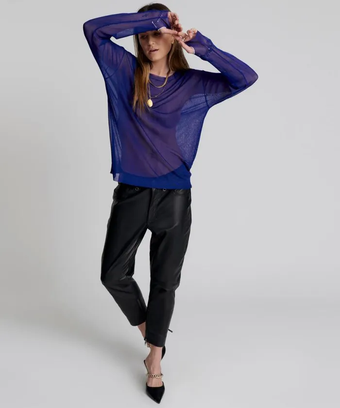 Women AMITY SHEER RIB LONGSLEEVE SWEATER One Teaspoon Knitwear