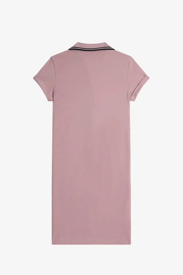 Women Amy Winehouse FoundationButtonThrough Piqu Shirt Dress Dusty Rose Pink Fred Perry Dresses
