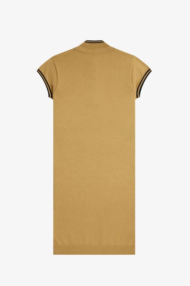 Women Amy Winehouse FoundationMetallic Knitted Dress 1964 Gold Fred Perry Dresses