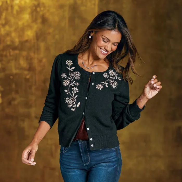 Women Andrina Cardigan Black Sundance Catalog Sweaters