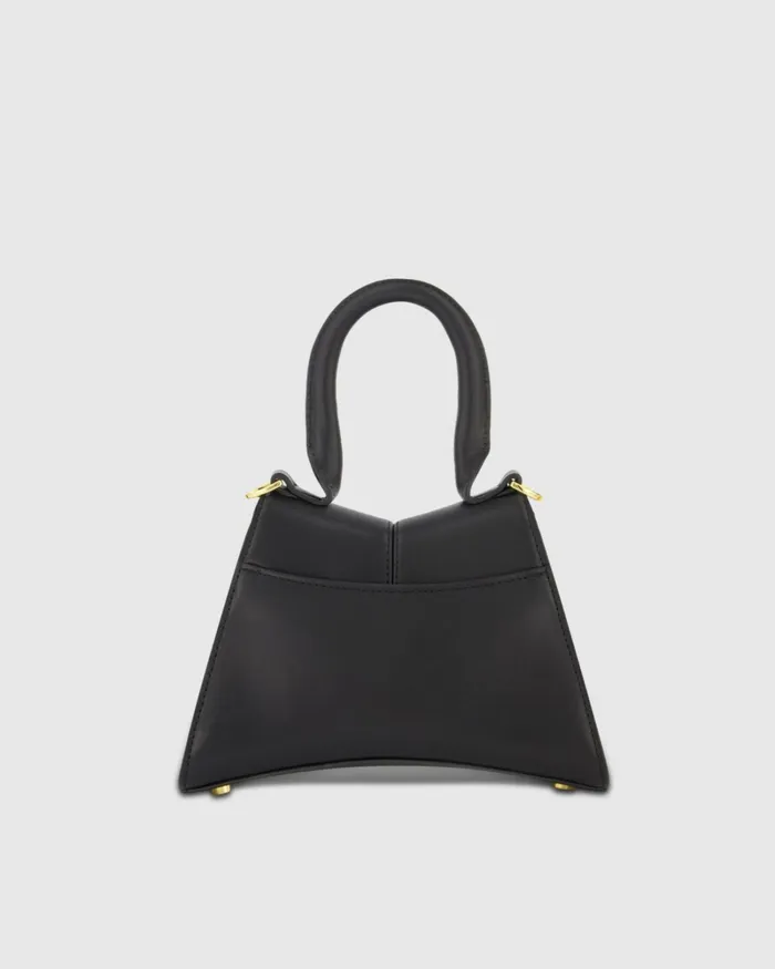 Women Angular Mini Leather Handbag With Gold Hardware Black Top Handle Bags Mac Duggal
