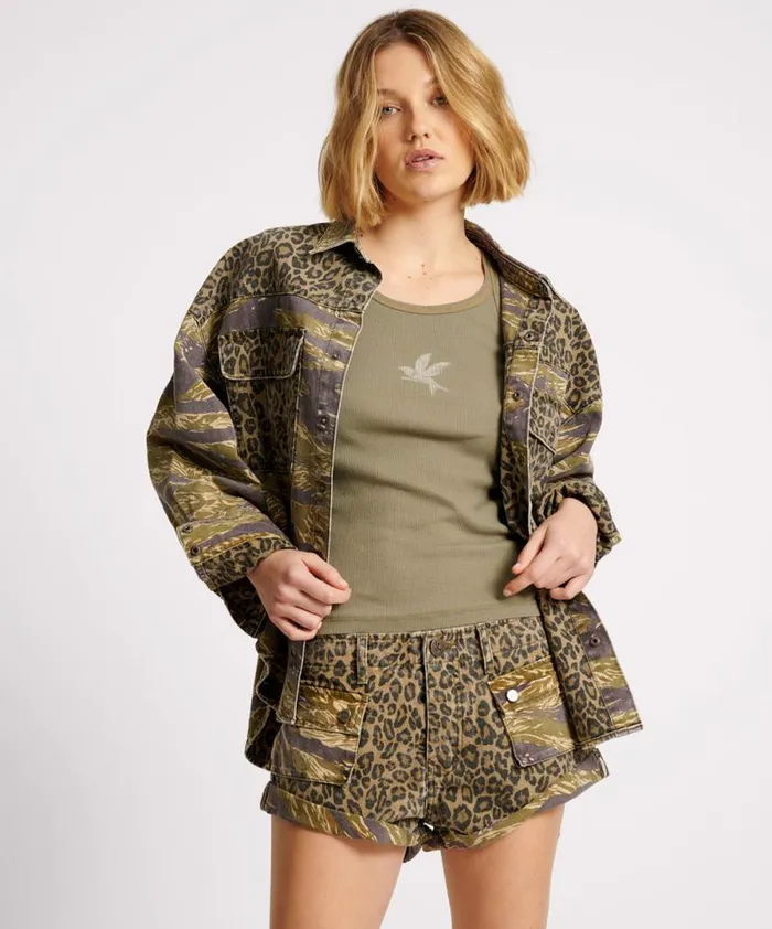 Women ANIMAL CAMO DARIA SHACKET One Teaspoon Denim Shirts Women ANIMAL CAMO DARIA SHACKET One Teaspoon Denim Shirts